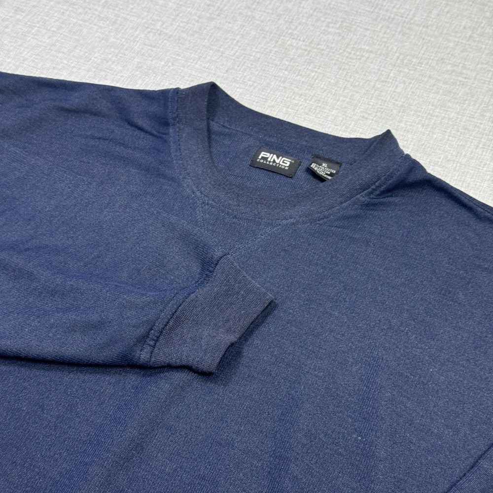 PING COLLECTION Golf Sweatshirt Men XL Blue Pullover Collarless Embroidered Logo